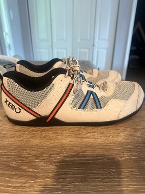 Xero Grey/Black Athletic Shoe with Blue & Red Accents